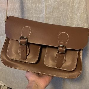 Genuine leather handmade messenger bag like new!!
